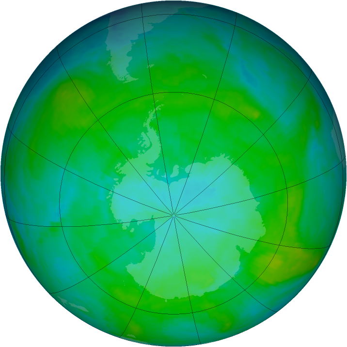 Antarctic ozone map for 17 January 1985